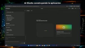 Captura de AI Studio construyendo la aplicación con Gemini, pantalla de vista previa mostrando “Generating these tips while you wait”