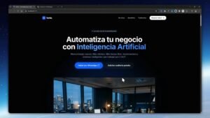Pantalla de inicio Vortia “Automatiza tu negocio con Inteligencia Artificial” con botones de contacto