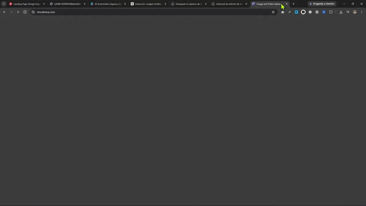 Página principal de Cloudinary con interfaz para gestionar assets visuales