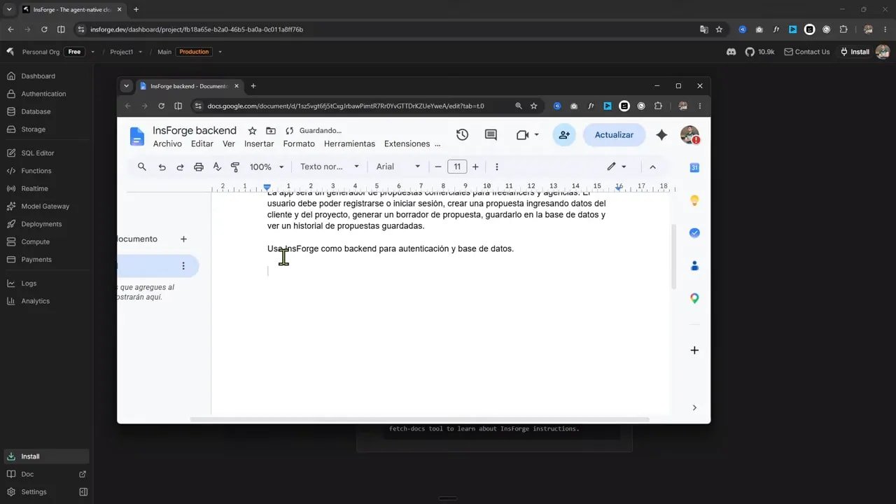 Si fuera tú, probaría InsForge como backend para tu próxima app 2 Documento con el prompt de la app full stack y los requisitos de registro propuestas e historial