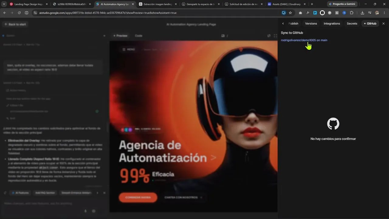 Repositorio de GitHub con archivos del proyecto web y opción de despliegue