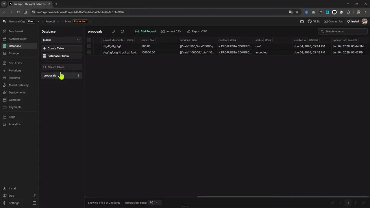 Si fuera tú, probaría InsForge como backend para tu próxima app 5 Sección de secretos y variables de entorno con claves listadas en el panel