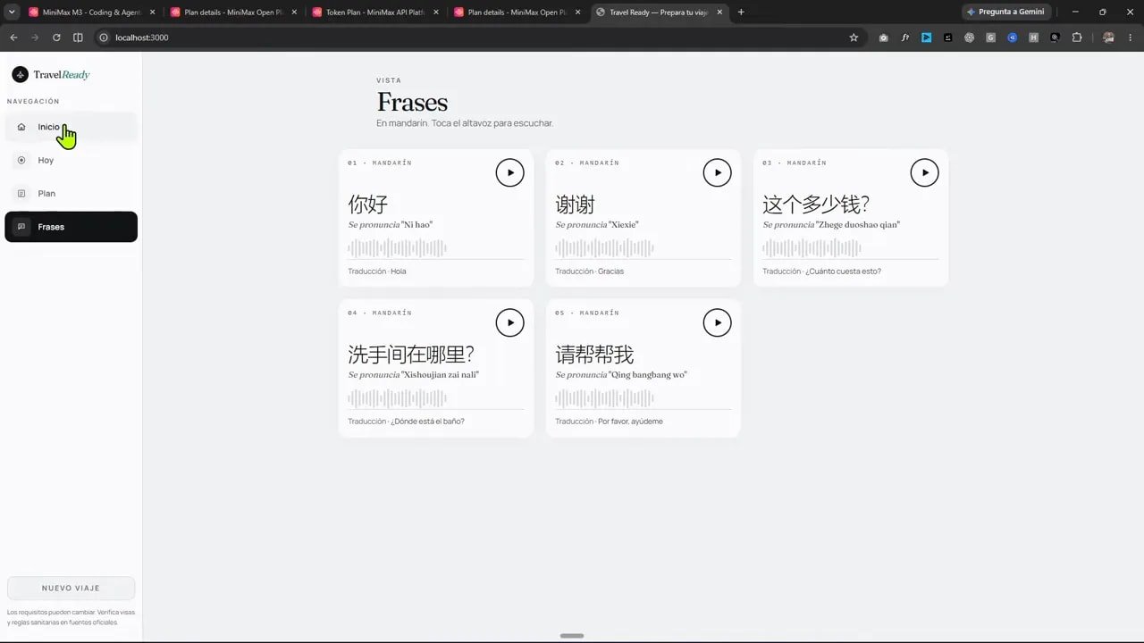 Versión de escritorio de la aplicación con imagen de Shanghái panel de información y barra lateral