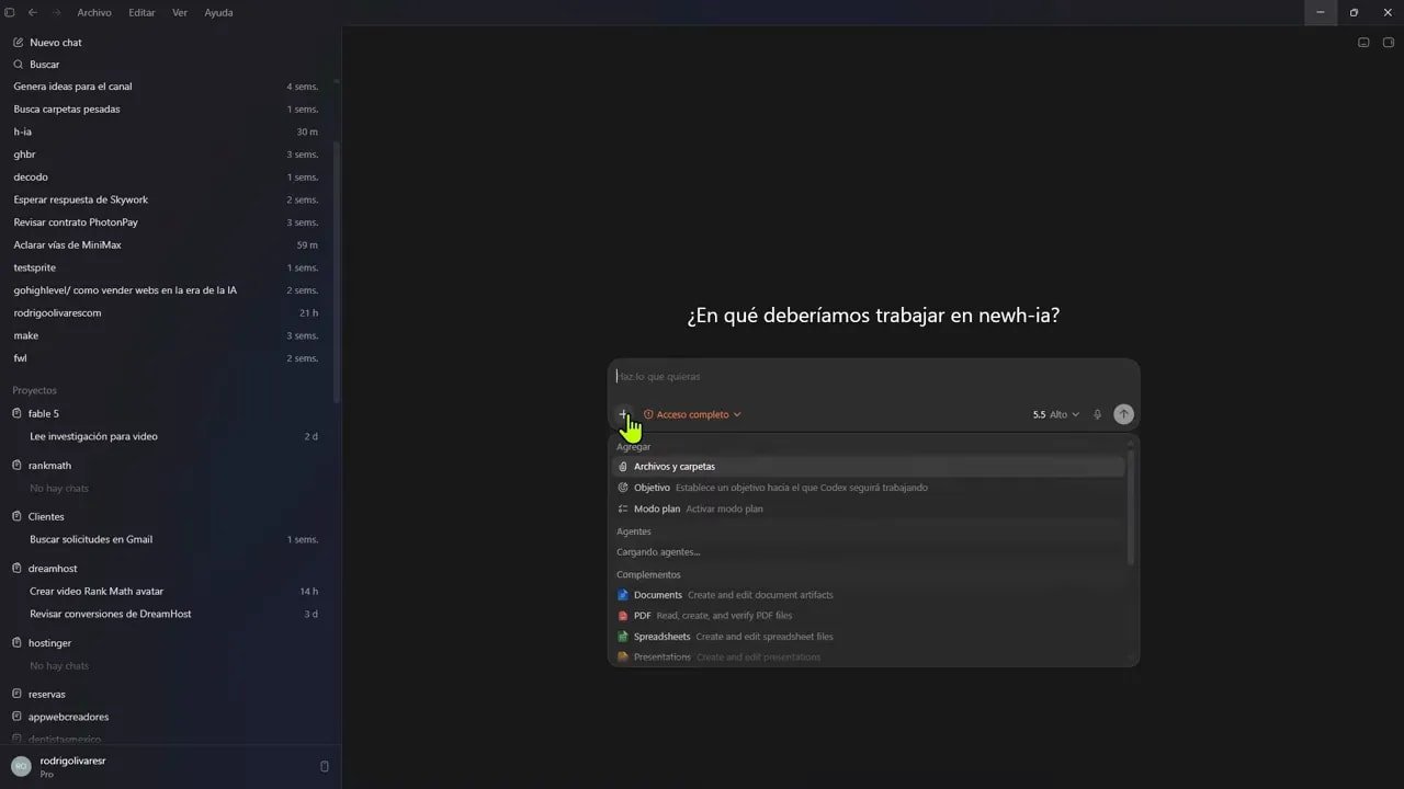 Interfaz oscura con ventana para clonar repositorio desde GitHub en otra herramienta