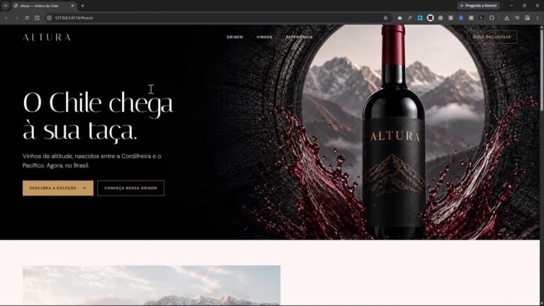 Cómo creé una web premium con Codex y GPT 5.6 a partir de una sola imagen 13 Página principal oscura con botella de vino Altura, barril y cordillera