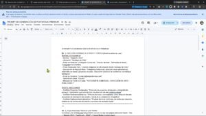 Documento de Google con un prompt estructurado en secciones y listas