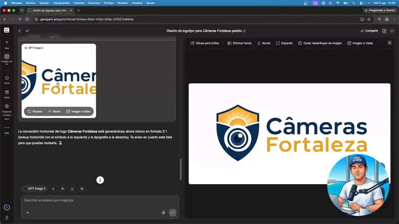 Logo horizontal de Cámeras Fortaleza con escudo azul y lente de cámara