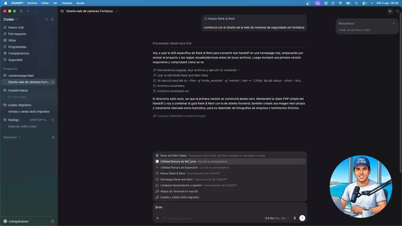 Cómo Creo Webs 10 Veces Más Rápido con ChatGPT y Codex: una web Rank & Rent desde cero