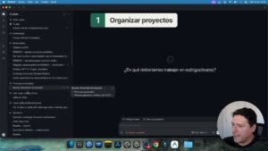 Interfaz de Codex con una lista de conversaciones a la izquierda y el rótulo Organizar proyectos