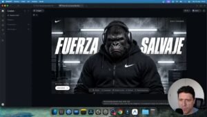 Propuesta con gorila de sudadera negra y titular Fuerza Salvaje