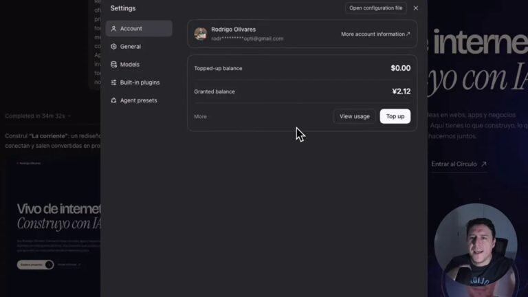 Probé DeepSeek Harness: ¿vale la pena pagar Codex y Claude Code? 9 Panel de cuenta de DeepSeek Harness con el saldo y los controles de crédito